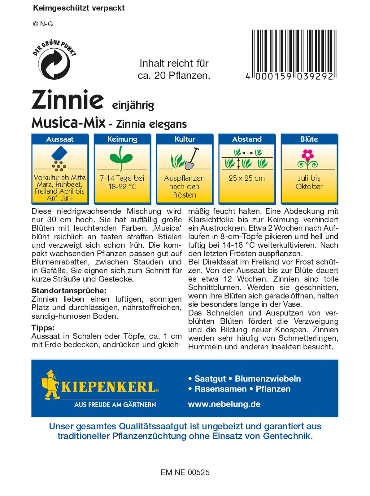 Zinnie Musica | Zinniensamen Von Kiepenkerl 2 Zinnie Musica | Zinniensamen Von Kiepenkerl – Bild 2