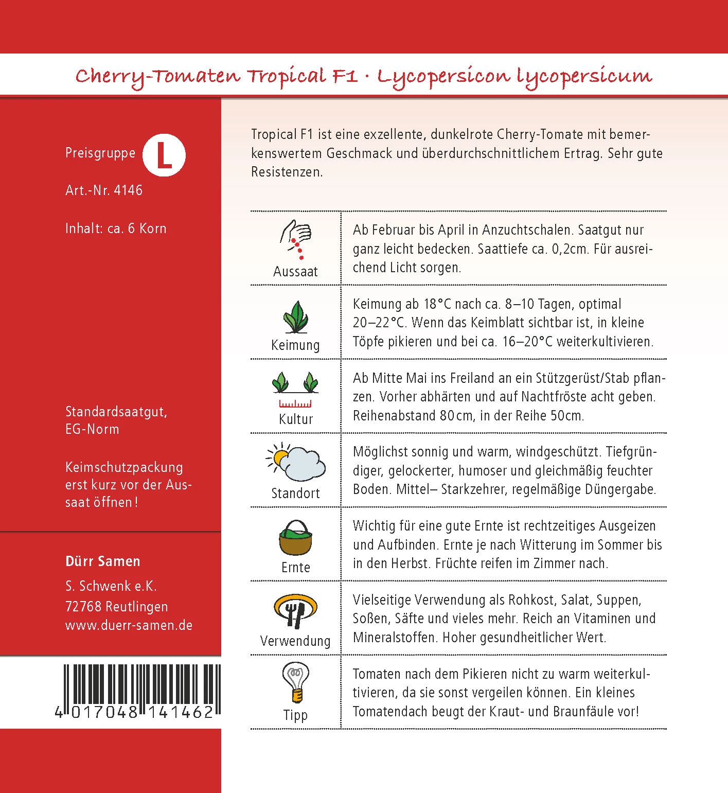 Kirschtomate Tropical F1 | Kirschtomatensamen Von Dürr Samen 2 Kirschtomate Tropical F1 | Kirschtomatensamen Von Dürr Samen – Bild 2