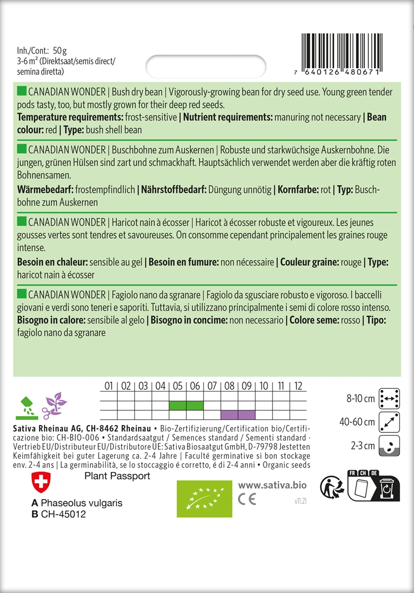 Auskernbohne Canadian Wonder | BIO Auskernbohnensamen Von Sativa Rheinau 2 Auskernbohne Canadian Wonder | BIO Auskernbohnensamen Von Sativa Rheinau – Bild 2