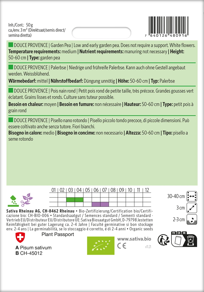 Palerbse Douce Provence | BIO Erbsensamen Von Sativa Rheinau 1 Palerbse Douce Provence | BIO Erbsensamen Von Sativa Rheinau