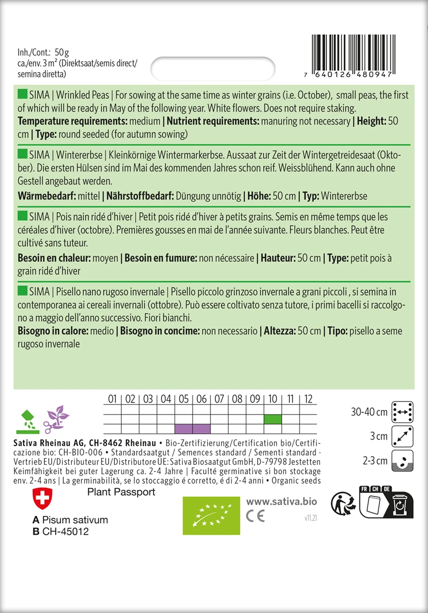 Wintererbse Sima | BIO Markerbsensamen Von Sativa Rheinau 1 Wintererbse Sima | BIO Markerbsensamen Von Sativa Rheinau