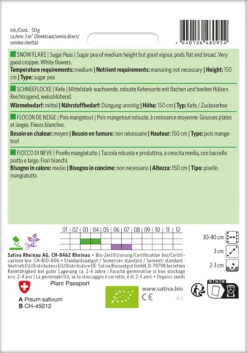 Zuckererbse Schneeflocke | BIO Zuckererbsensamen Von Sativa Rheinau