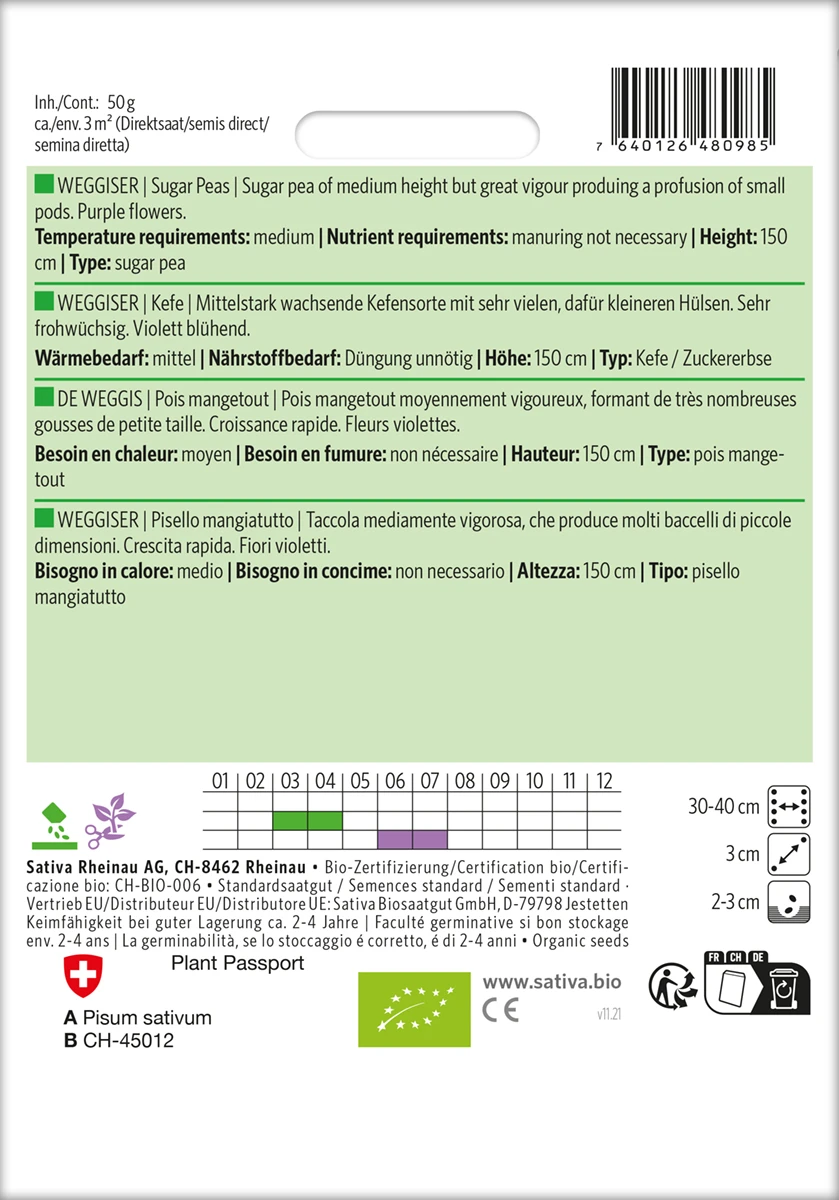 Zuckererbse Weggiser | BIO Zuckererbsensamen Von Sativa Rheinau 2 Zuckererbse Weggiser | BIO Zuckererbsensamen Von Sativa Rheinau – Bild 2