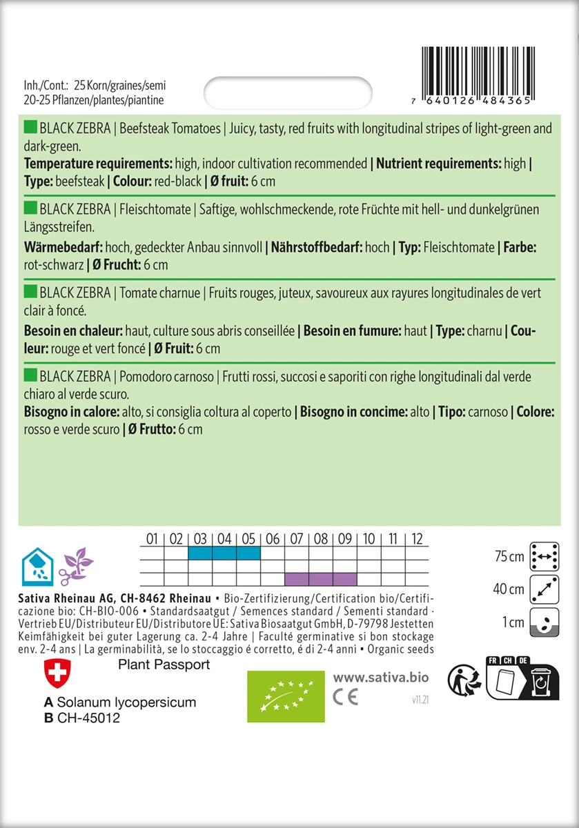 Fleischtomate Black Zebra | BIO Fleischtomatensamen Von Sativa Rheinau 2 Fleischtomate Black Zebra | BIO Fleischtomatensamen Von Sativa Rheinau – Bild 2