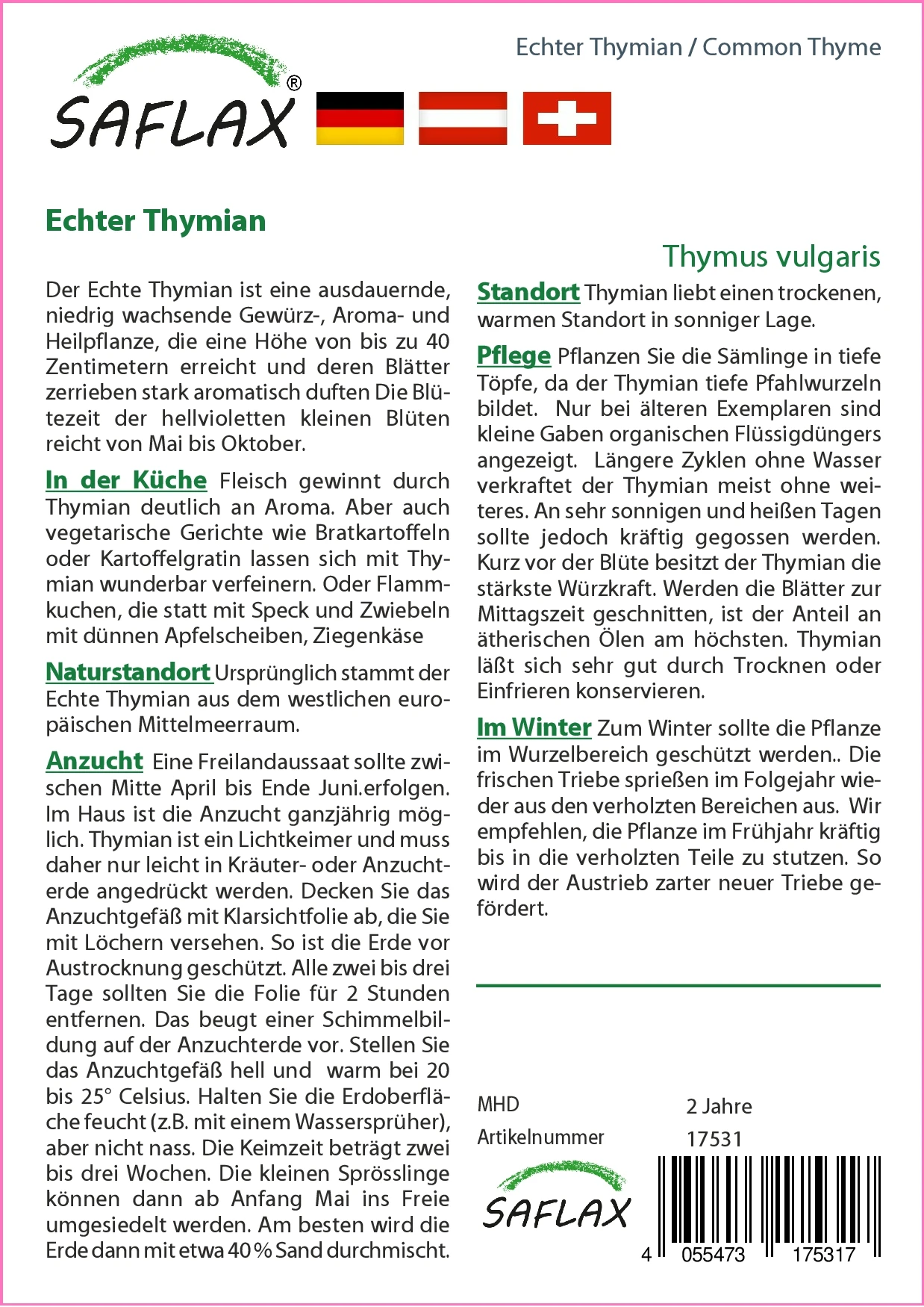 Echter Thymian | Thymiansamen Von Saflax 1 Echter Thymian | Thymiansamen Von Saflax