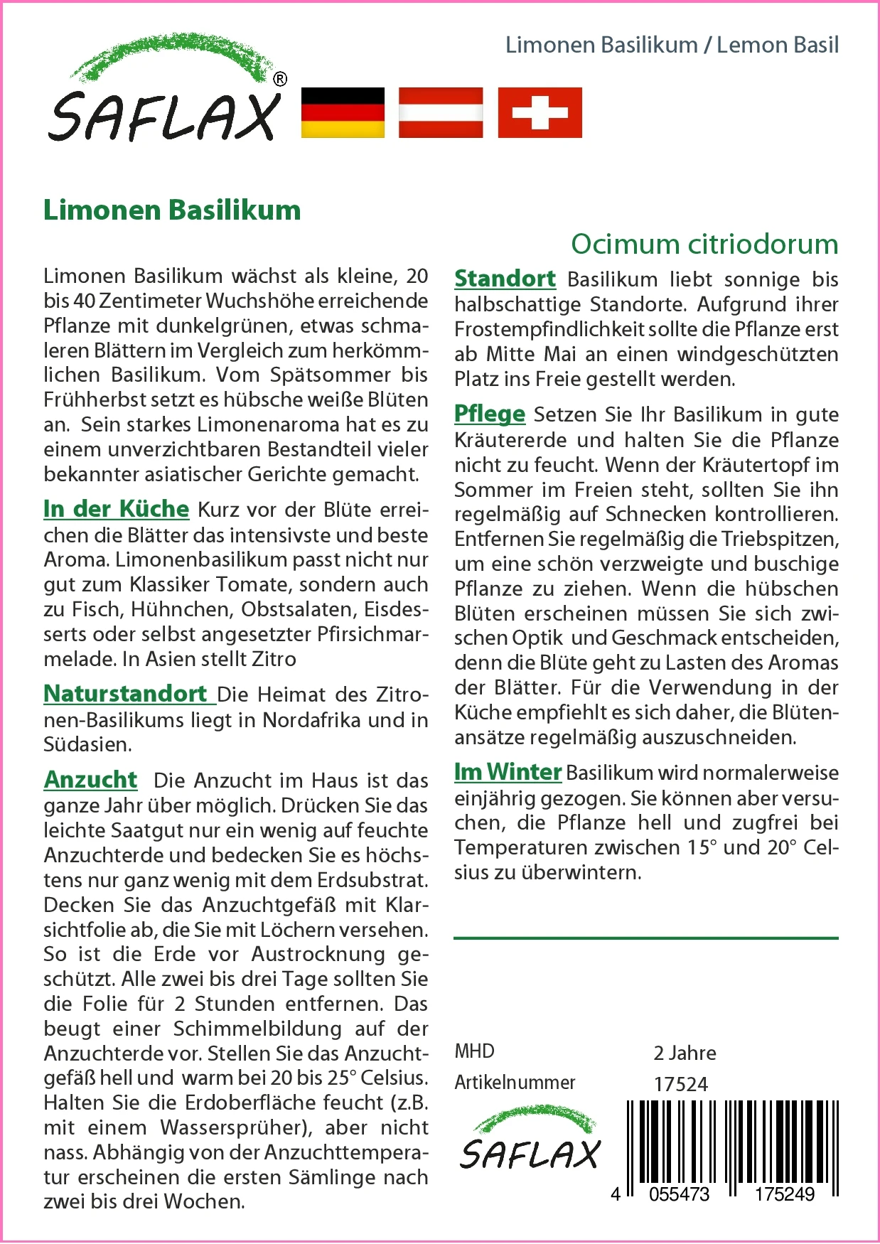 Limonen Basilikum | Basilikumsamen Von Saflax 2 Limonen Basilikum | Basilikumsamen Von Saflax – Bild 2