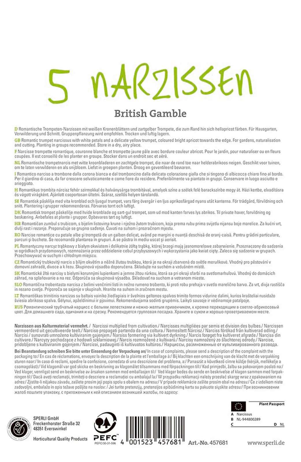 Narzisse British Gamble (5 Stück) | Narzissenzwiebeln Von Sperli 1 Narzisse British Gamble (5 Stück) | Narzissenzwiebeln Von Sperli