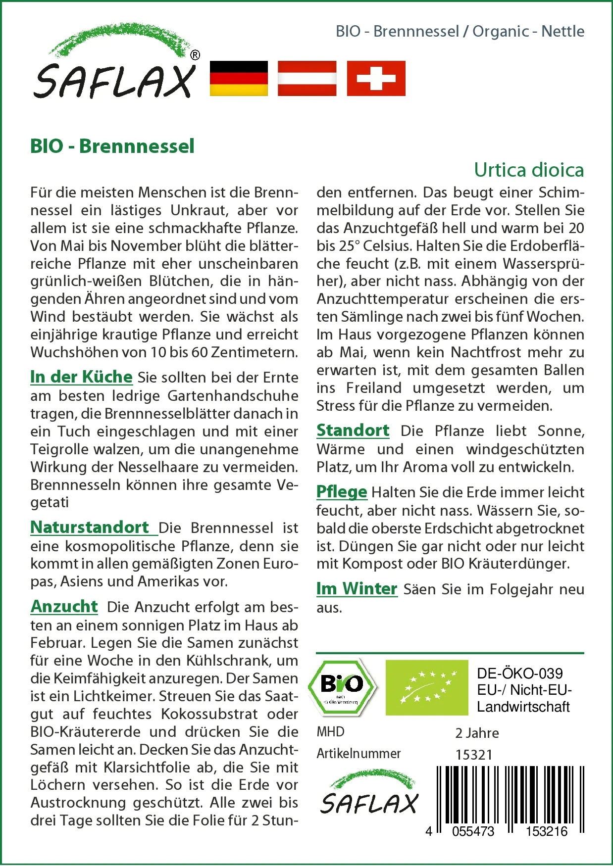Brennessel | BIO Heilpflanzensamen Von Saflax 1 Brennessel | BIO Heilpflanzensamen Von Saflax
