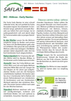 Möhre Early Nantes | BIO Möhrensamen Von Saflax