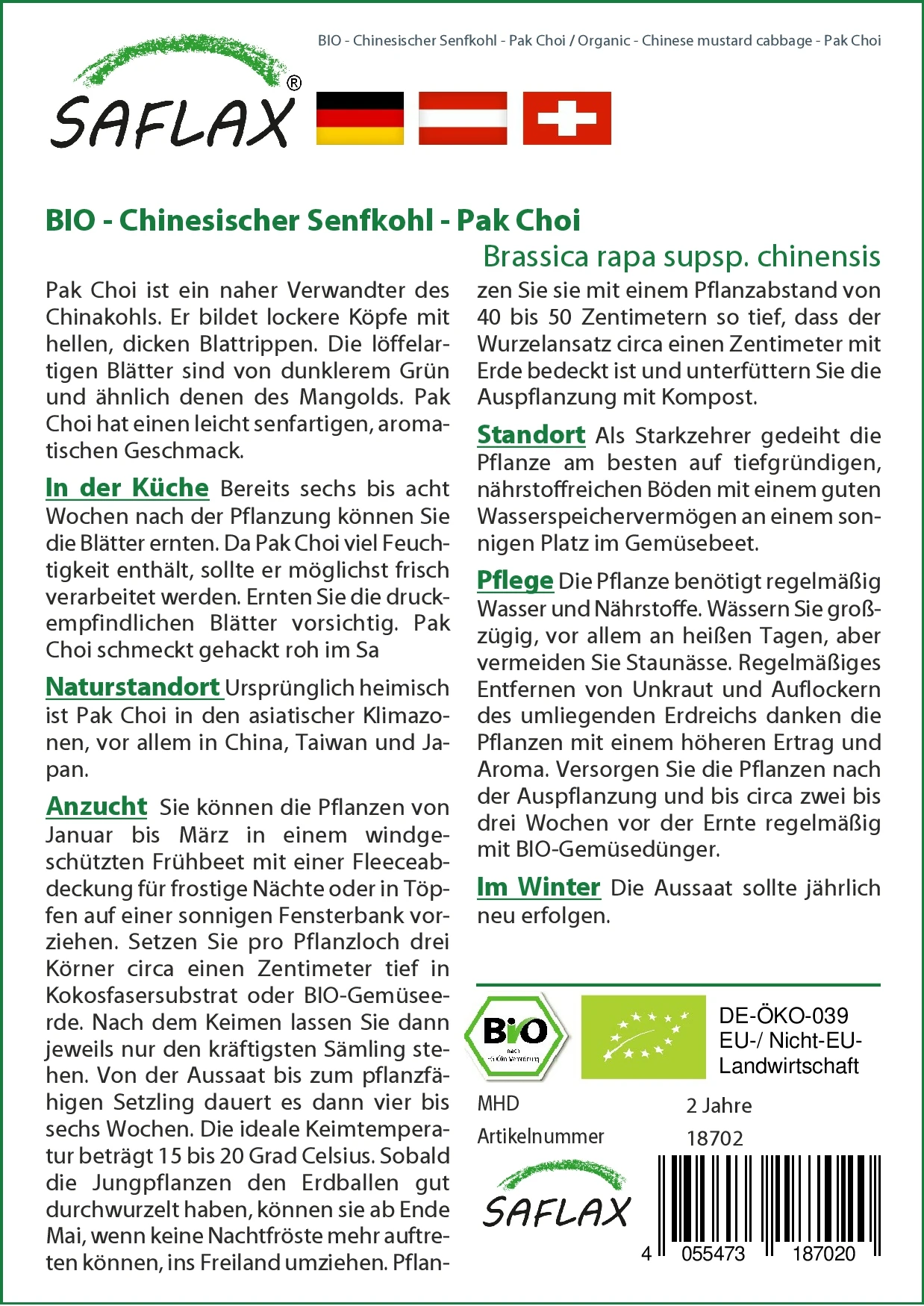 Chinesischer Senfkohl Pak Choi | Pak Choisamen Von Saflax 2 Chinesischer Senfkohl Pak Choi | Pak Choisamen Von Saflax – Bild 2