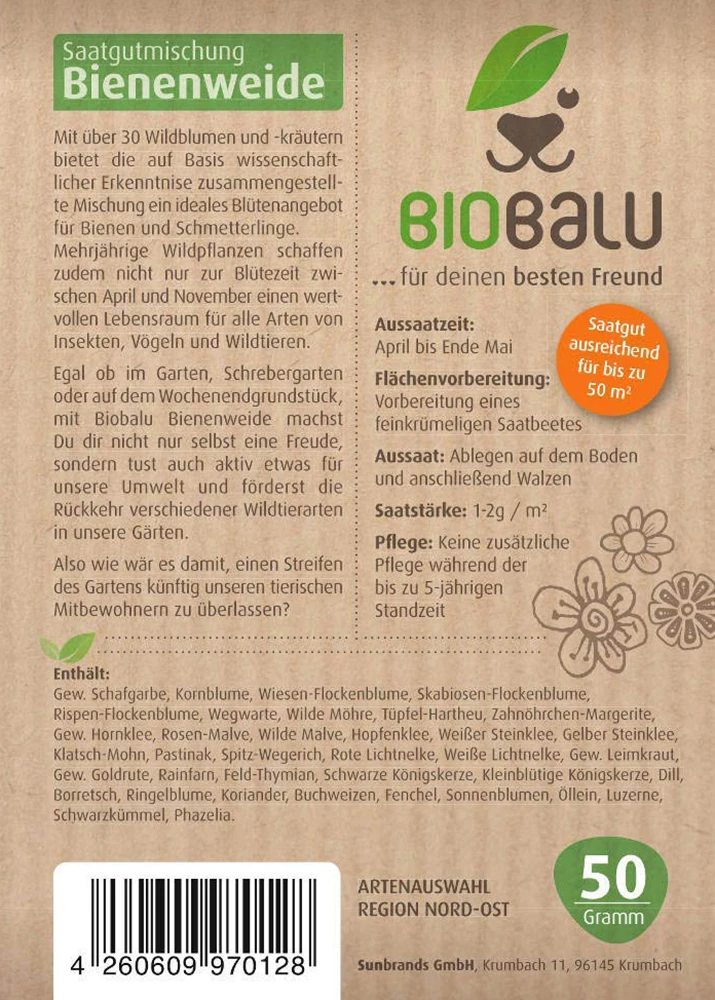 Bienenweide Region Nord-Ost (mehrjährig, 50 G) | Bienenwiese Von Biobalu 2 Bienenweide Region Nord-Ost (mehrjährig, 50 G) | Bienenwiese Von Biobalu – Bild 2