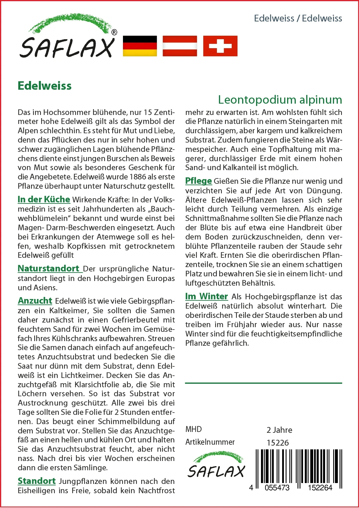 Edelweiss | Wildblumensamen Von Saflax 1 Edelweiss | Wildblumensamen Von Saflax