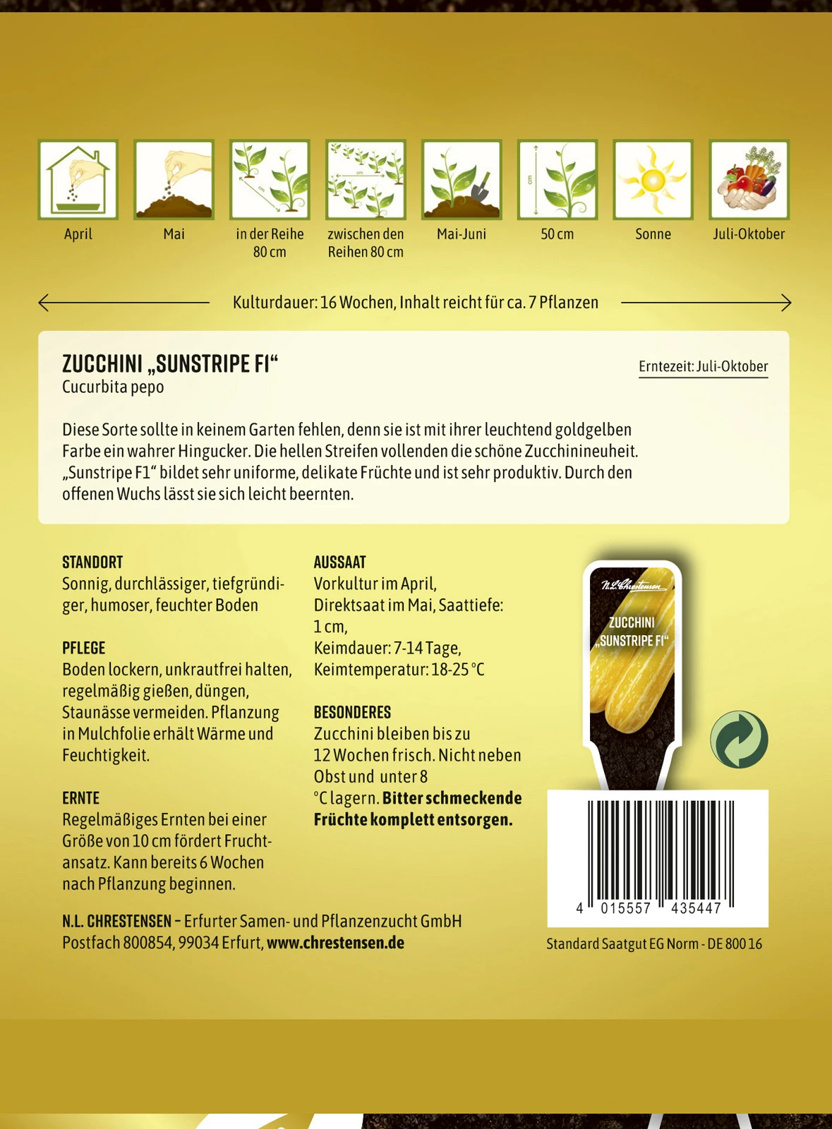 Zucchini Sunstripe F1 | Zucchinisamen Von N.L. Chrestensen 2 Zucchini Sunstripe F1 | Zucchinisamen Von N.L. Chrestensen – Bild 2