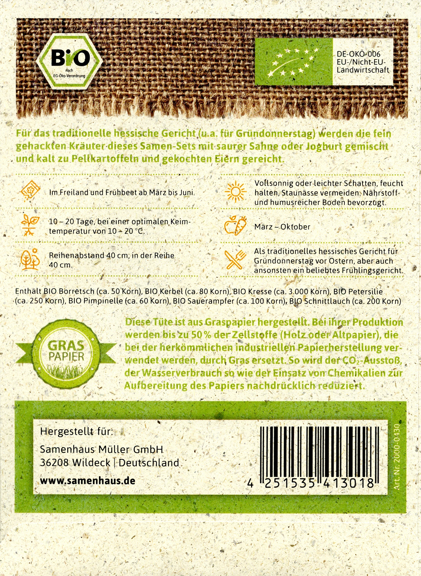 Kräutersamen Für Grüne Soße | BIO Samen-Sets Von FLORTUS 1 Kräutersamen Für Grüne Soße | BIO Samen-Sets Von FLORTUS