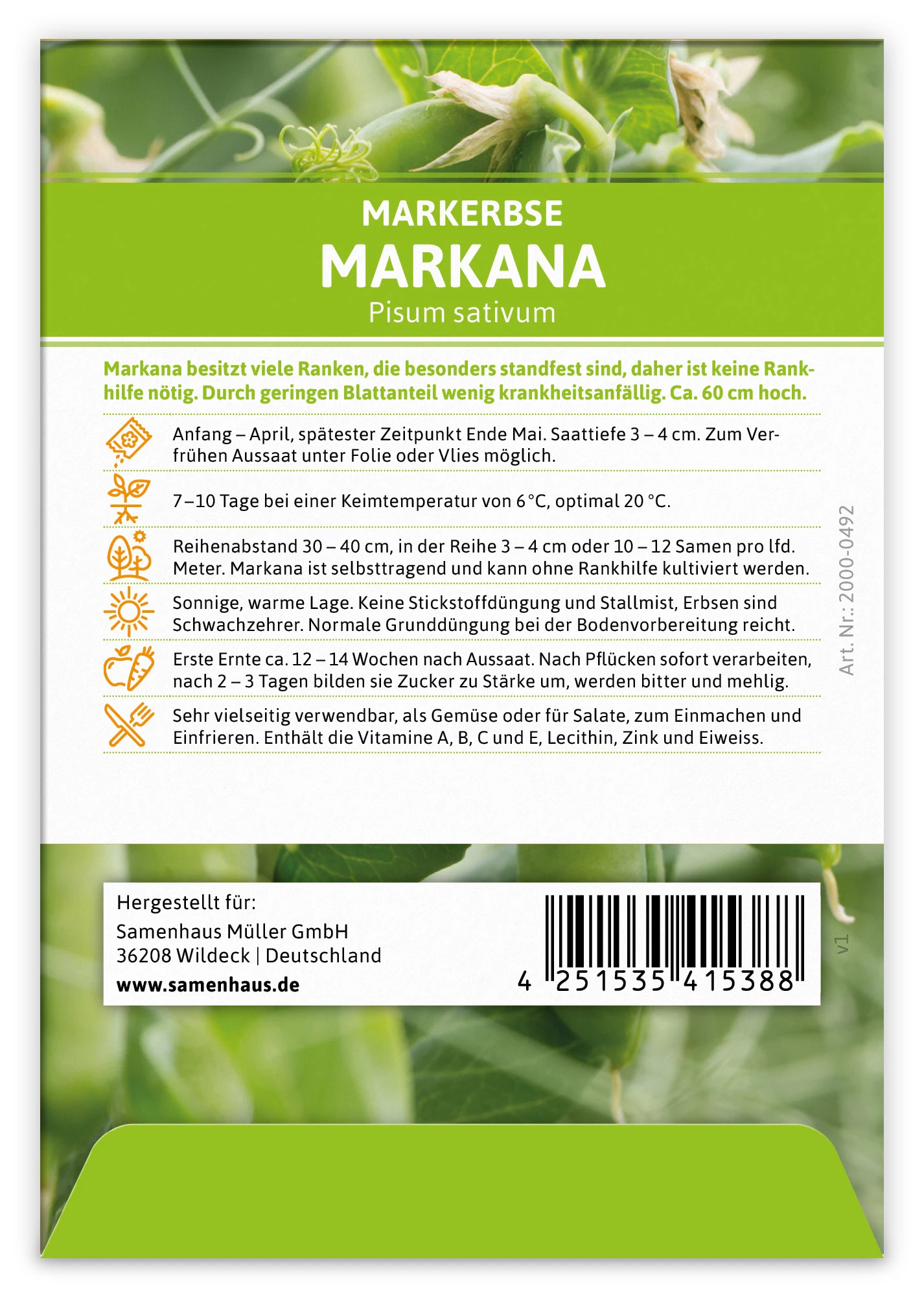 Markerbse Markana (100 Stück) | Markerbsensamen Von FLORTUS 1 Markerbse Markana (100 Stück) | Markerbsensamen Von FLORTUS