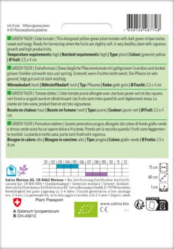Datteltomate Green Tiger | BIO Stabtomatensamen Von Sativa Rheinau