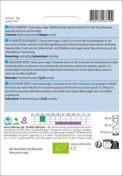 Schwarzes Bilsenkraut | BIO Heilpflanzensamen Von Sativa Rheinau