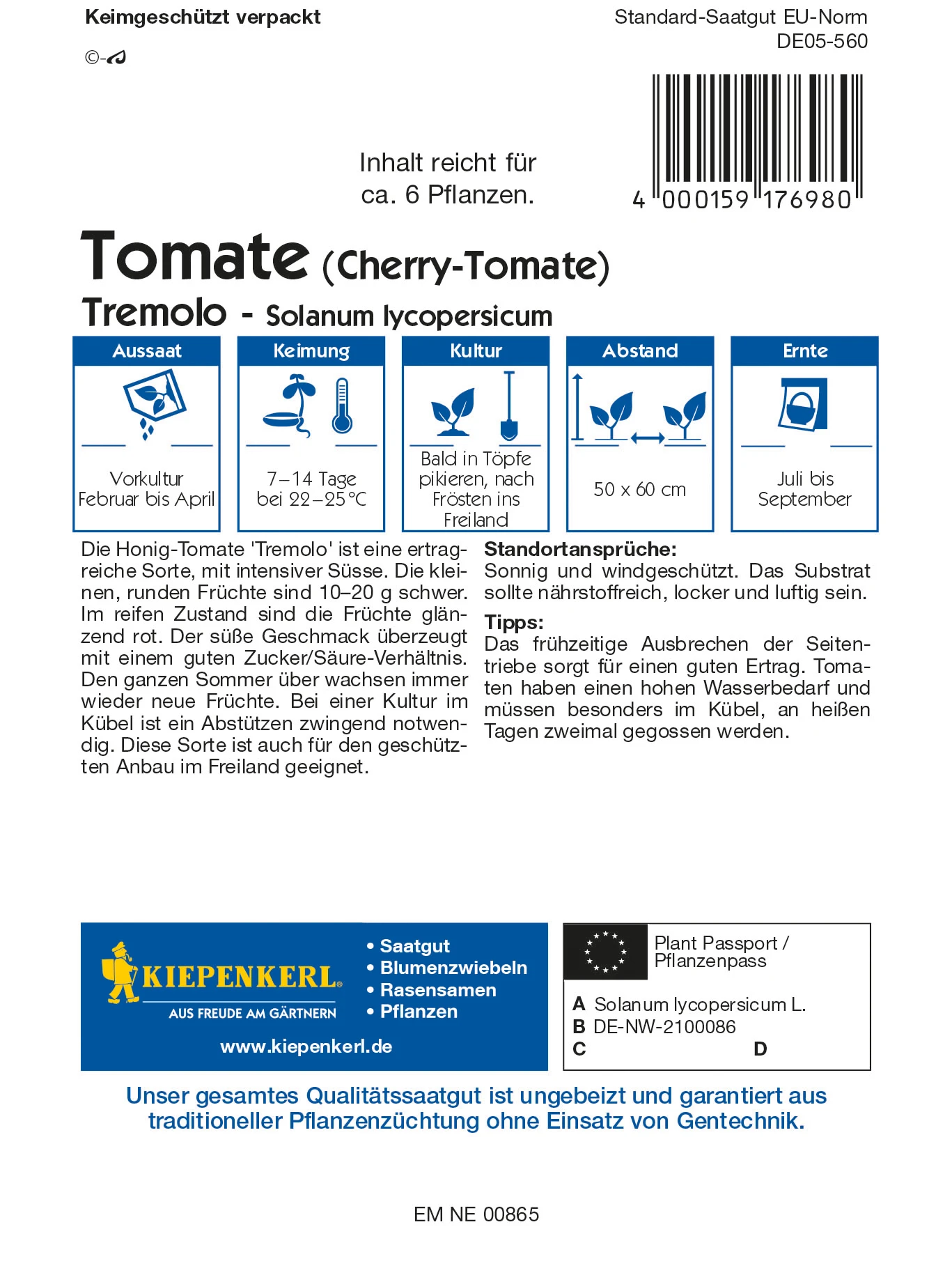Cherry-Tomate Tremolo F1 | Cherrytomatensamen Von Kiepenkerl 1 Cherry-Tomate Tremolo F1 | Cherrytomatensamen Von Kiepenkerl